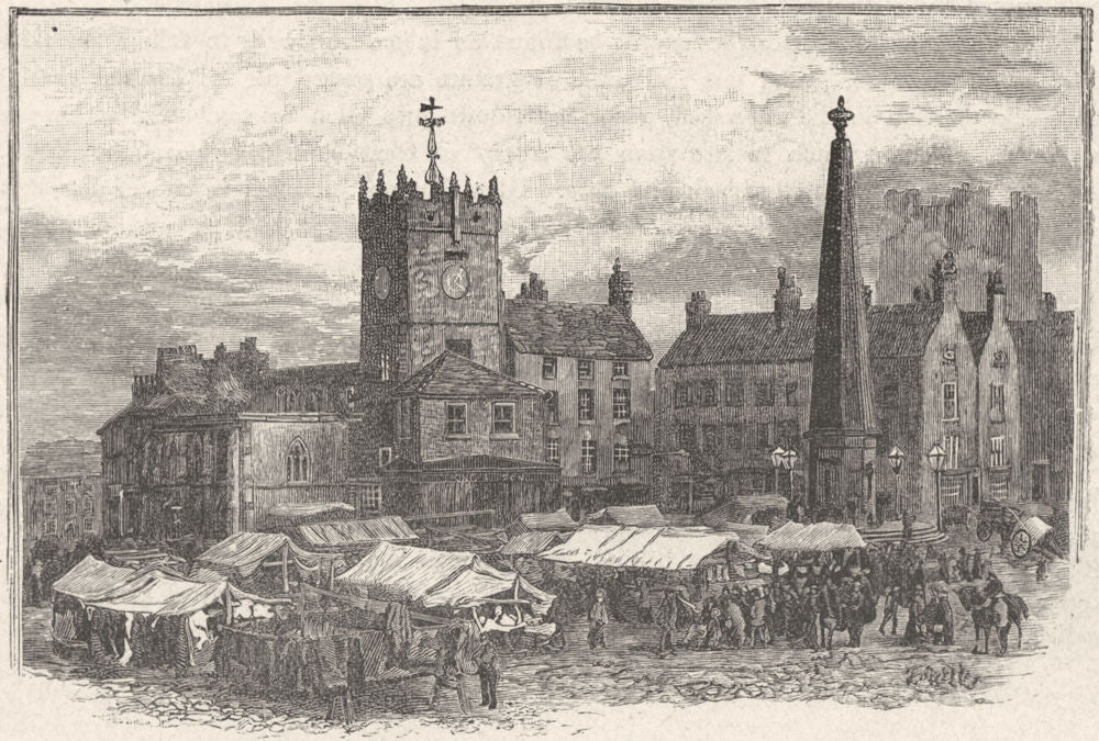 YORKS. Richmond, Swale. market, Day, Trinity Church 1898 old antique print